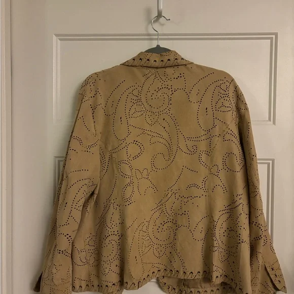 Chico's Tan Blazer with Embroidered Lapel - Picture 7 of 10